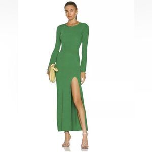 REVOLVE Atoir The Vallerie Dress Kelly Green Size 4 Long Sleeve Maxi Slit Scoop